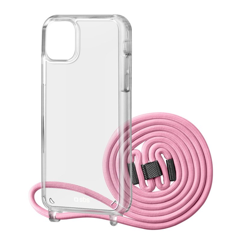 Transparent cover with coloured neck strap for iPhone 11 Pro