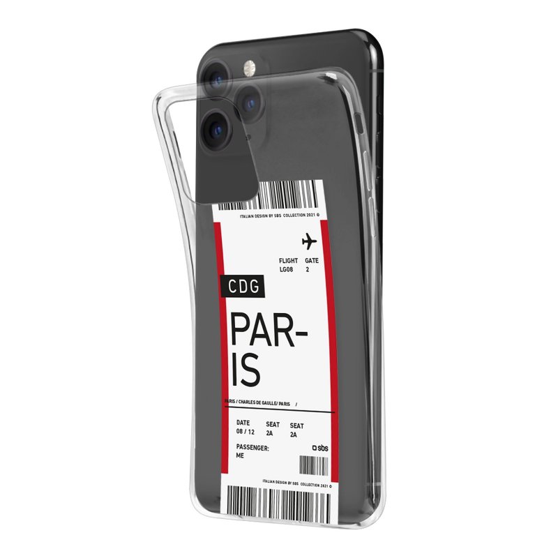 Transparent soft cover with airline ticket texture for iPhone 11 Pro