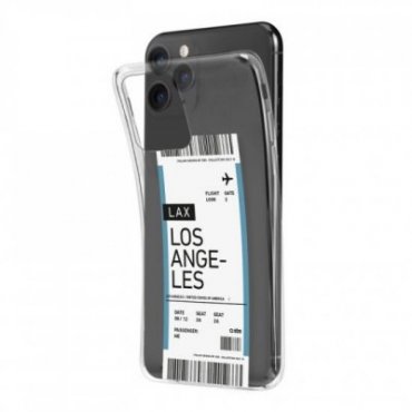 Transparent soft cover with airline ticket texture for iPhone 11 Pro