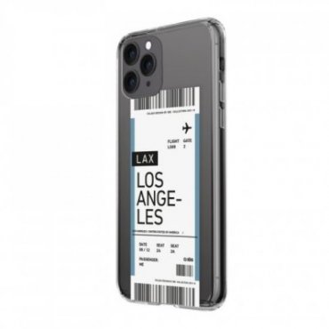 Transparent soft cover with airline ticket texture for iPhone 11 Pro