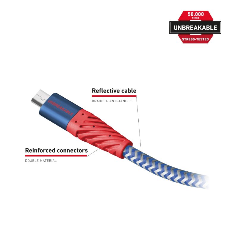 USB 2.0 Aramid Fibre Reflective Cable - Micro USB