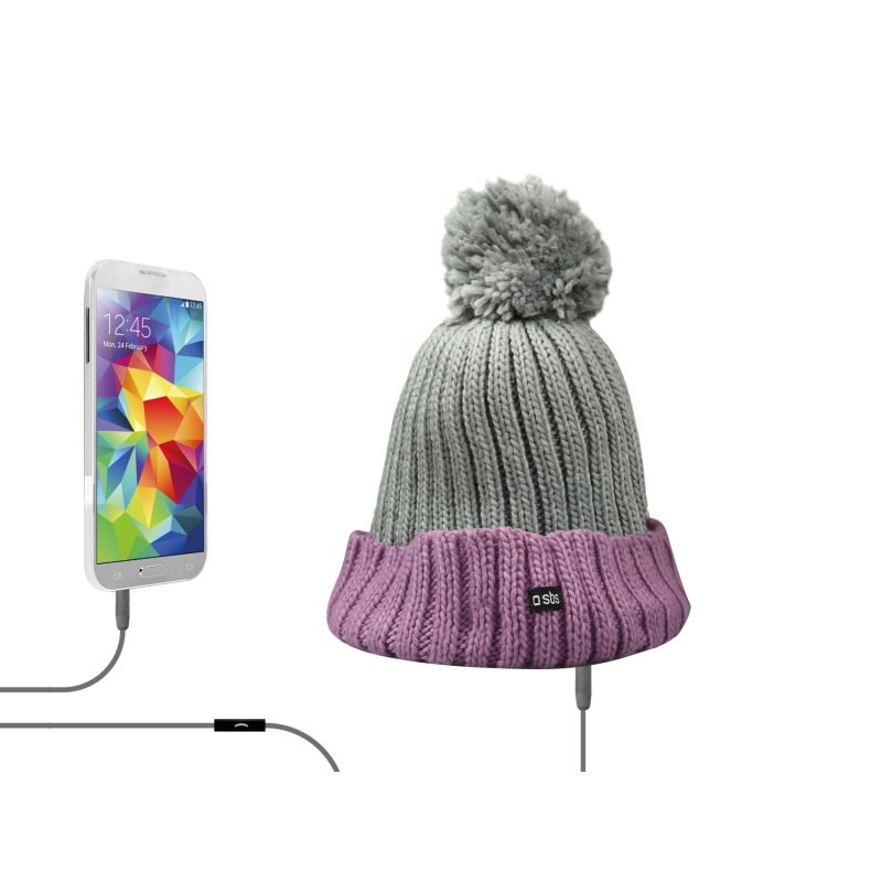 Winter hat with built-in stereo headphones and microphone