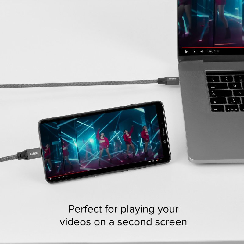 USB-C to USB-C 240W data and charging cable with video playback