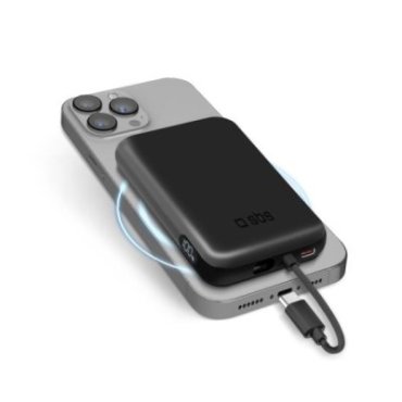 5000 mAh Powerbank mit integriertem USB-C Kabel, PD 20 W Ladegerät kompatibel mit MagSafe Wireless Charging