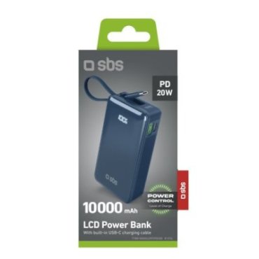 Power Bank 10,000 mAh with built-in USB-C cable