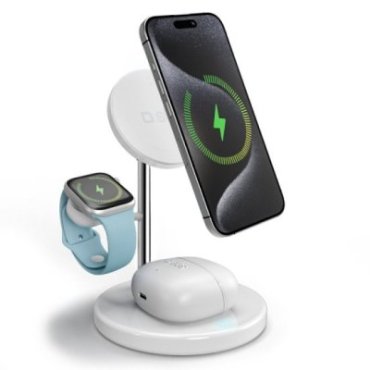 Qi2 3x1 Wireless Charging Station for iPhone 16/15/14/13/12, Android smartphones, Apple Watch and wireless earphones