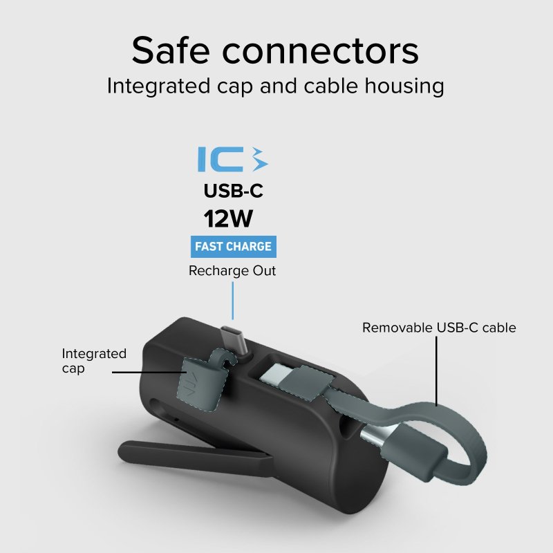 5000 mAh powerbank with stand function and integrated cable