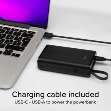 20W 10000mAh Power Delivery power bank with built-in USB-C cable